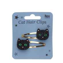 Load image into Gallery viewer, Glitter Hair Clips - Black Cat
