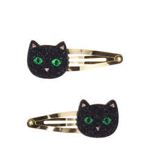Load image into Gallery viewer, Glitter Hair Clips - Black Cat
