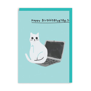 Happy Bir96698tyg78g. Card by Ken the Cat