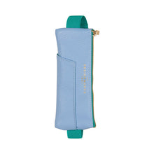 Load image into Gallery viewer, Vegan Leather Pen Pouch - Light Blue &amp; Green
