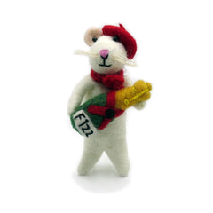Amica Felt Christmas Decoration - Mouse Avec Beret et Fizz