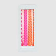 Load image into Gallery viewer, Pack of 4 Bright Pink and Orange Twisted Candles
