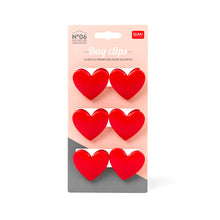 Load image into Gallery viewer, Set of 6 Heart Shaped Bag Clips by Legami
