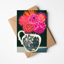 Load image into Gallery viewer, Greeting Card - Dahlias in Willow Jug

