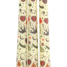 Load image into Gallery viewer, Set of 3 Cream Folk Floral Print Taper Candles
