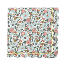 Load image into Gallery viewer, Scalloped Napkins -  Flowers And Gold
