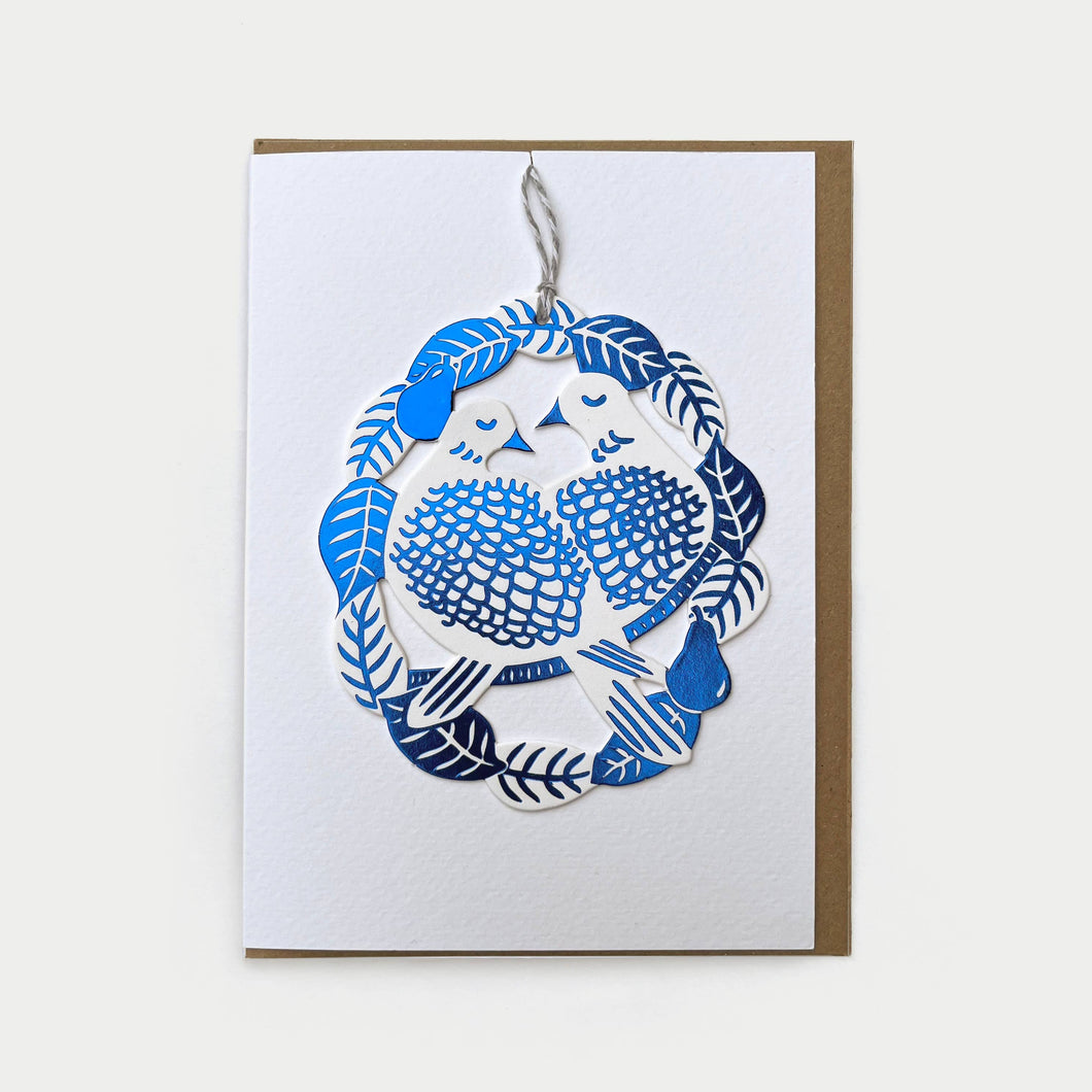 Greetings Card & Letterpress Foiled Decoration - Doves