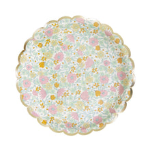 Load image into Gallery viewer, Scalloped Edge Paper Plates - Floral Green
