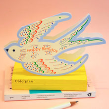 Load image into Gallery viewer, Die Cut Card - Whimsical Rocking Bird Happy Birthday
