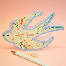Load image into Gallery viewer, Die Cut Card - Whimsical Rocking Bird Happy Birthday
