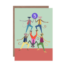 Load image into Gallery viewer, Age 5 Monkeys Birthday Card by Hutch Cassidy
