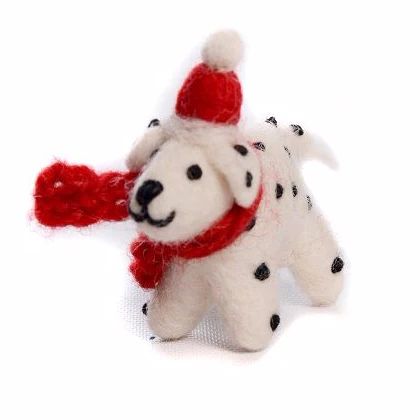 Amica Felt Christmas Decoration - Mini Dalmation with Hat & Scarf