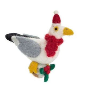 Amica Felt Christmas Decoration - Mini Seagull with Christmas Pudding