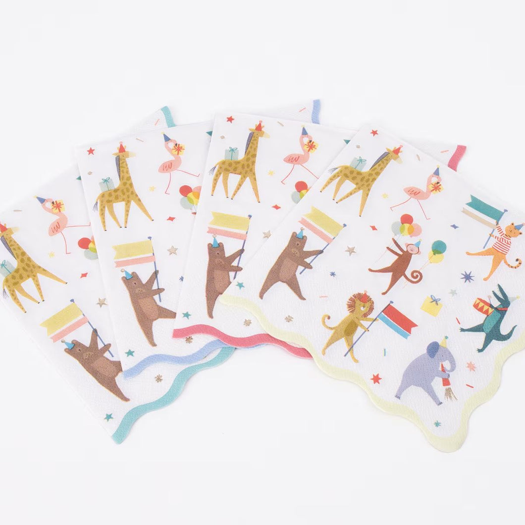Meri |Meri Animal Parade Large Napkins - Pack of 16
