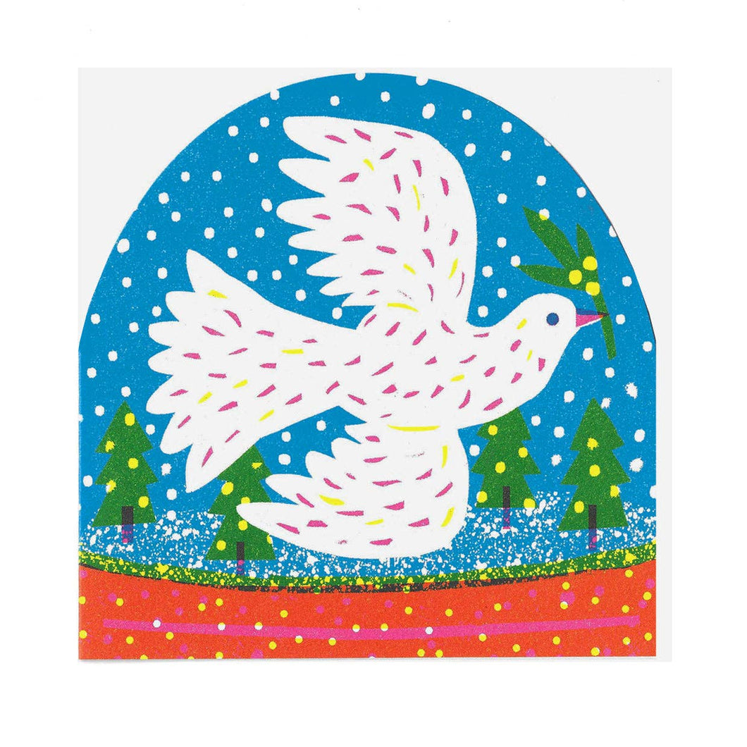 Large Snowglobe Card - White Bird