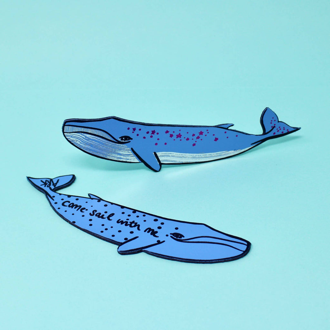 Whale 'Sail with Me' Bookmark - Blue