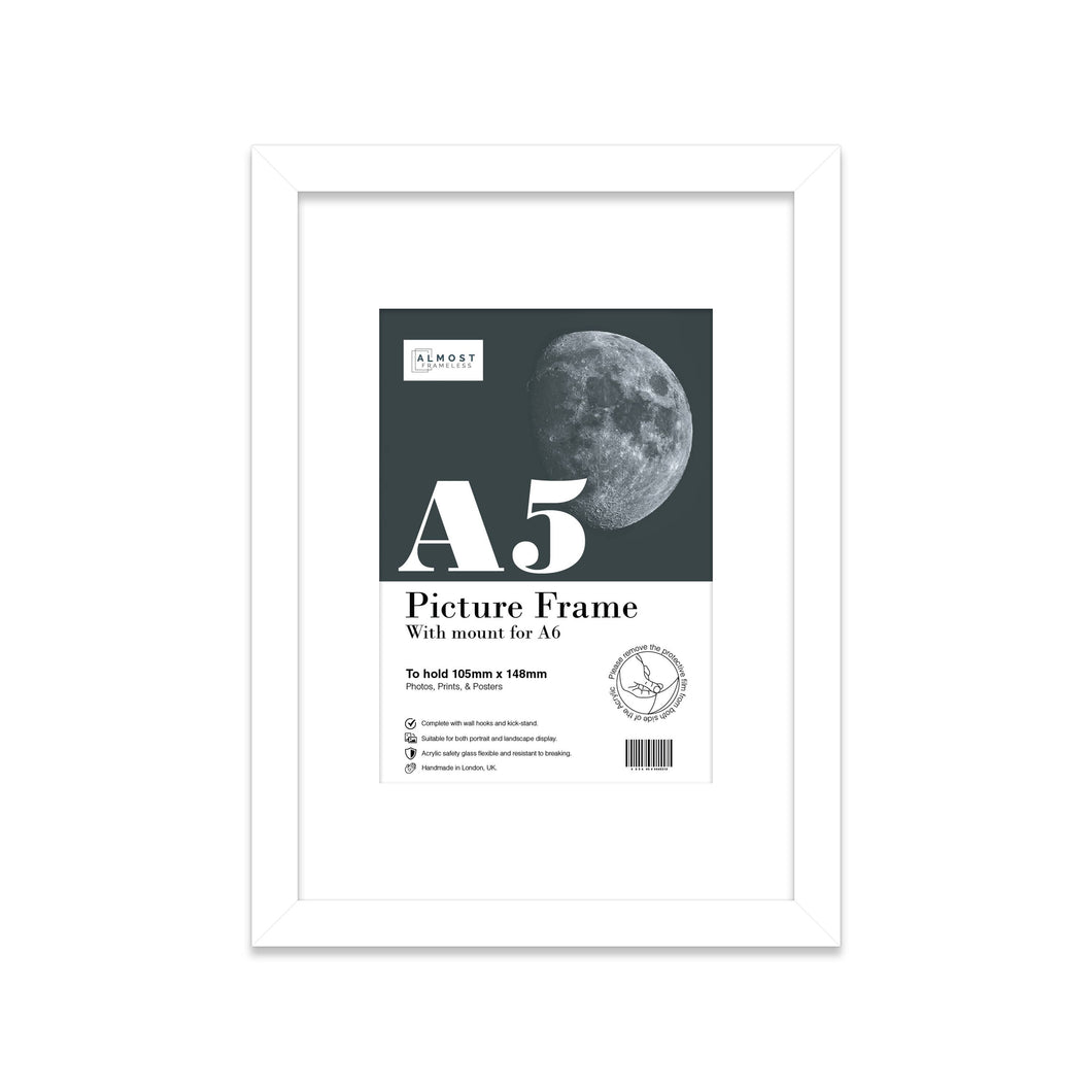 A5 Picture Frame With mount for A6 - White