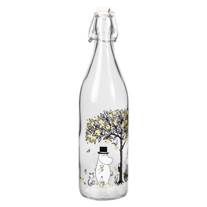 Moomin Glass Bottle with clamp stopper 1 L - Apples