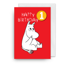 Load image into Gallery viewer, Birthday Badge Card Moomin - 1 Year Old
