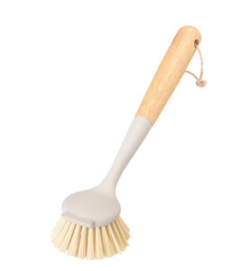 Bamboo Round Dish Brush - Light Grey by Vigar