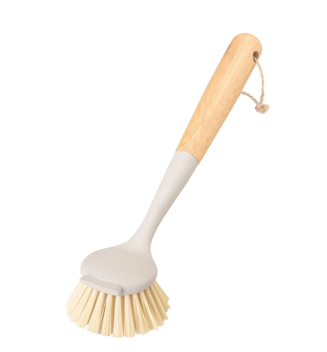 Bamboo Round Dish Brush - Light Grey by Vigar