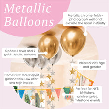Load image into Gallery viewer, Talking Tables Metallic Balloons With Star Tails - 5 Pack
