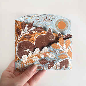 Concertina Card - Autumn Leaves - Squirrel