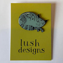 Load image into Gallery viewer, Blue Cat Pin Badge by Lush Designs
