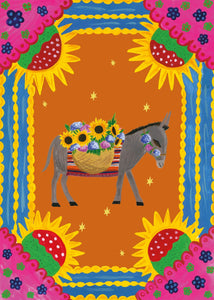 Donkey With Border Greetings Card by Hutch Cassidy