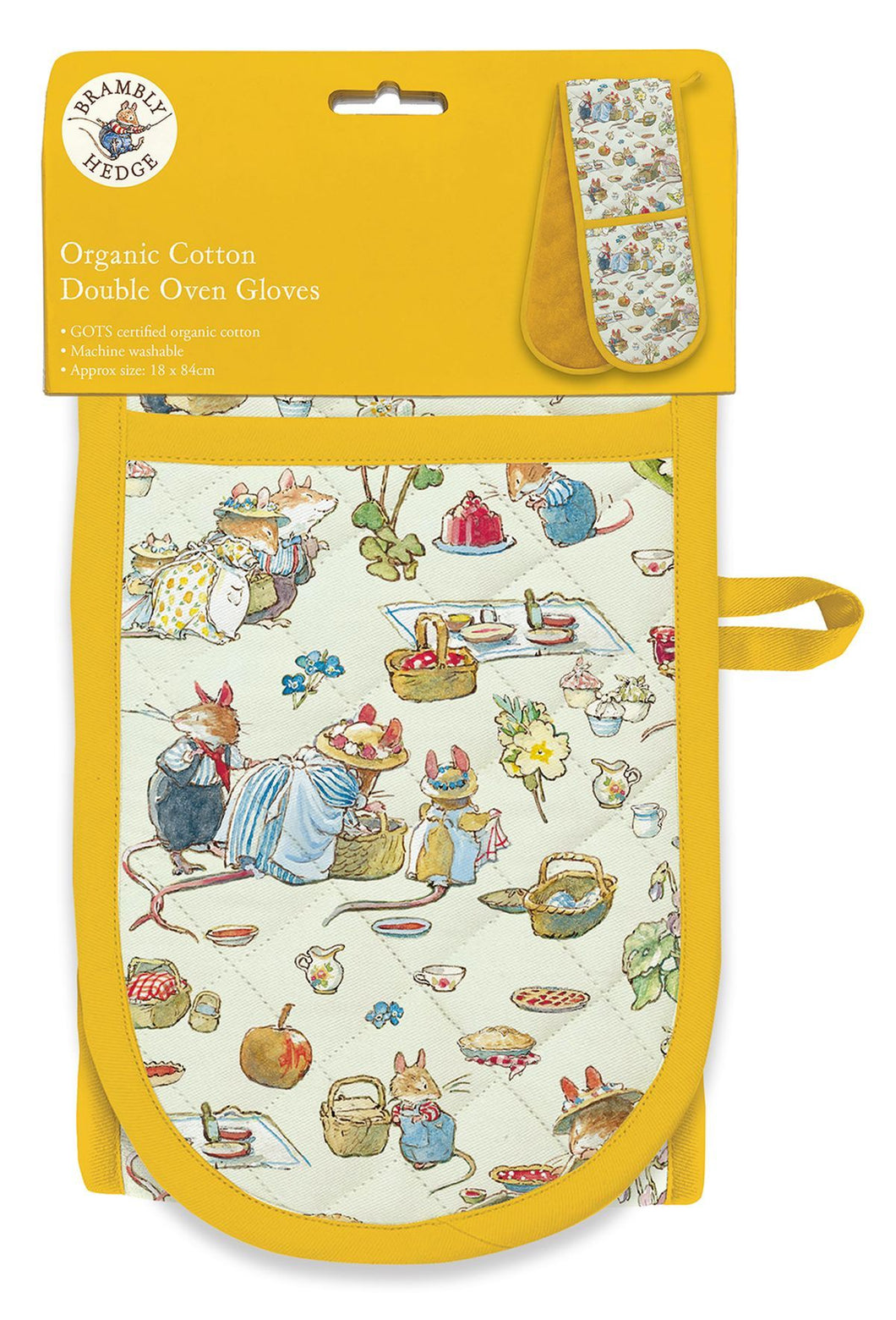 Brambly Hedge Organic Cotton Double Oven Gloves - Spring Picnic