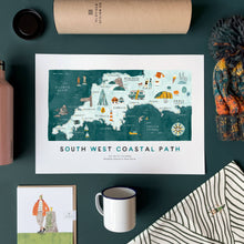 Load image into Gallery viewer, Oldfield Design Co A3 Print - South West Coastal Path Route Map
