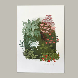 Cats in the Garden A2 Print by Lush Designs