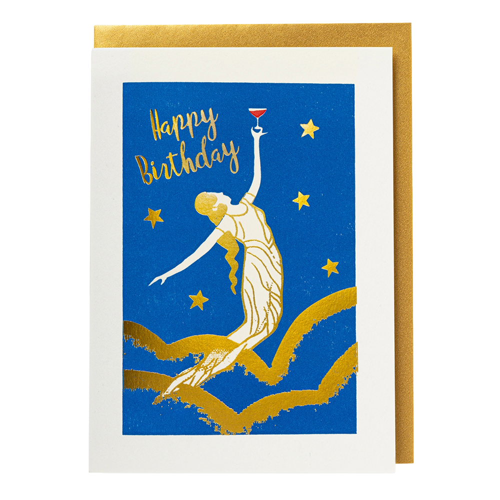 Celestial Happy Birthday Greeting Card by Archivist