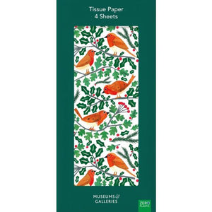 Christmas Tissue Paper - Robins and Holly by Tracey English