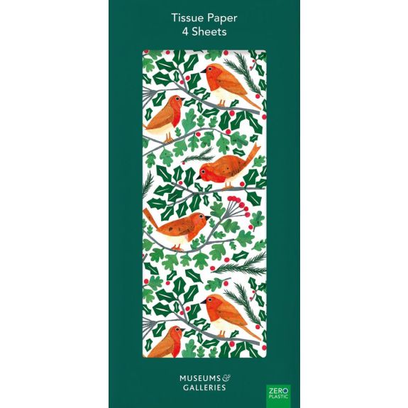 Christmas Tissue Paper - Robins and Holly by Tracey English