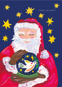 Christmas Card - Santa With Globe by Hutch Cassidy