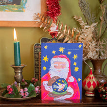 Load image into Gallery viewer, Christmas Card - Santa With Globe by Hutch Cassidy
