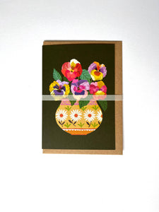 Brie Harrison Greetings Card - Pansies