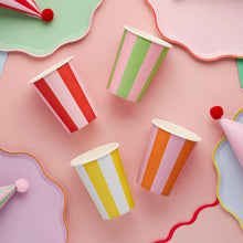 Load image into Gallery viewer, Bright Banquet Striped Paper Cups - Pack of 8
