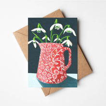 Load image into Gallery viewer, Greeting Card - Snowdrops in Calico Jug

