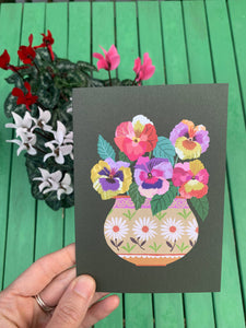 Brie Harrison Greetings Card - Pansies