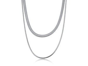Double Chain Necklacec - Stainless Steel - Silver
