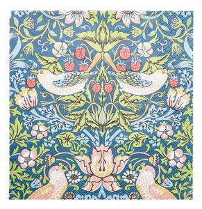William Morris 'Coffee & Cake' Napkins Pack of 20 24x24cm - Strawberry Thief Blue