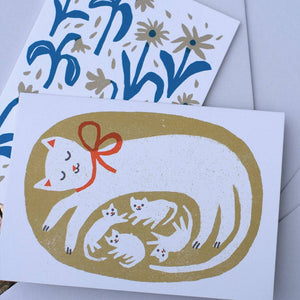 Greeting Card - Cat and Kittens