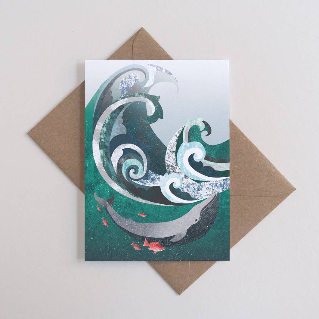 Printer Johnson Greeting Card Whale & Wave