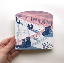 Load image into Gallery viewer, Concertina Card - Sledging at Dusk
