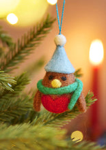 Load image into Gallery viewer, Set of 5 Hanging Felt Robin Decorations
