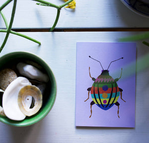 Brie Harrison Mini Greetings Card - Beetle