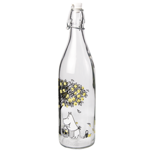 Moomin Glass Bottle with clamp stopper 1 L - Apples