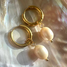 Load image into Gallery viewer, Natural Drop Pearl Detachable Charm Hoop Earrings
